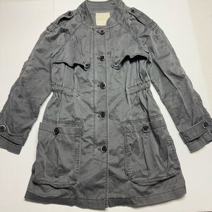 FREE PEOPLE Gray Lightweight Unlined Military Parka with Epaulettes Size: XS